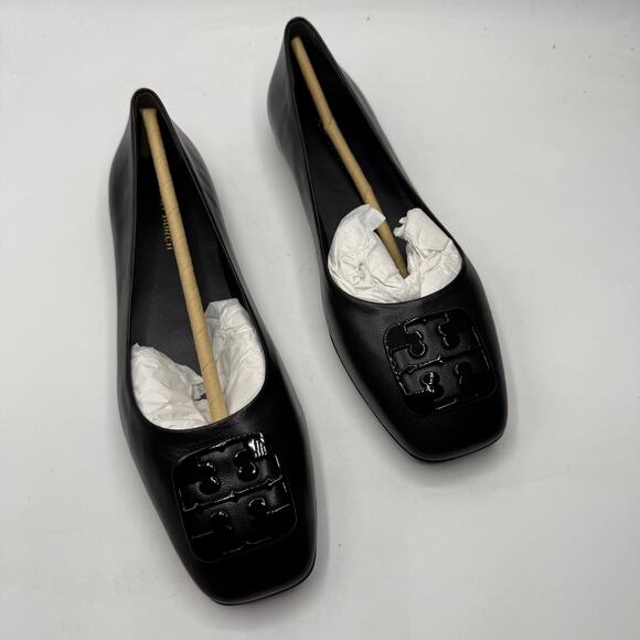 Tory Burch Calf Leather Georgia Ballet Flat Paris Goat Perfect Black Size 7 New - Picture 2 of 7